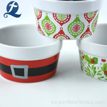 Taza de pastel de cerámica de Navidad de gres personalizado colorido